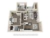 The Maple 2 Bedroom 1 Bath 3D Floorplan